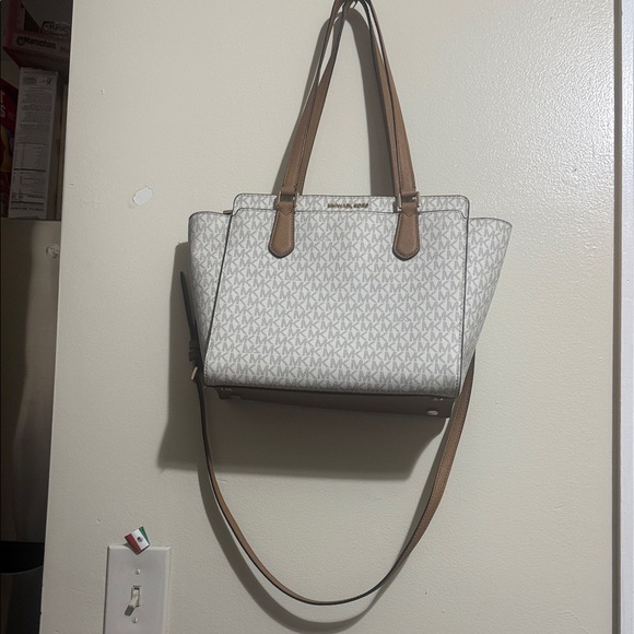 Michael Kors Handbags - Michael Kors White and Tan Tote Bag